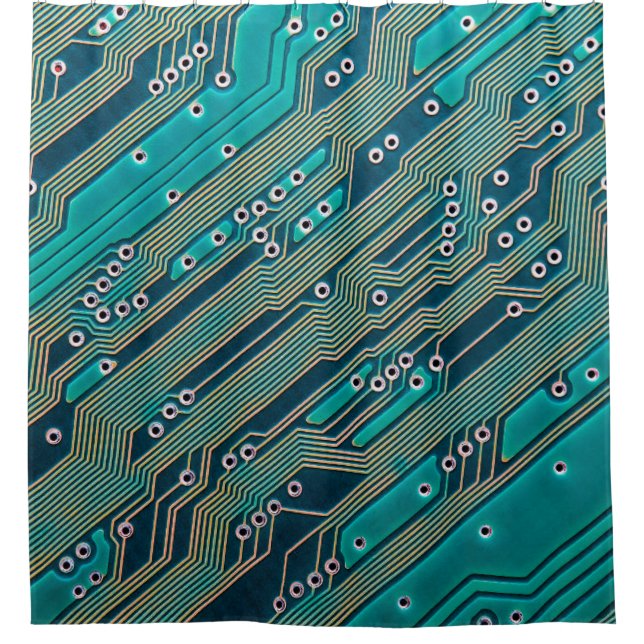Electronic circuit board close up. background,boar shower curtain (Front)