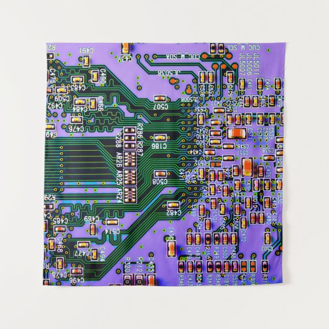 Electronic circuit board close up. background,boar tapestry (Front)