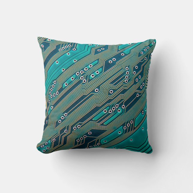 Electronic circuit board close up background,boar throw pillow (Front)