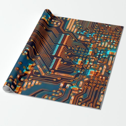 Electronic circuit board close up backgroundboar wrapping paper