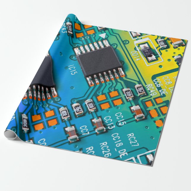 Electronic circuit board close up. background,boar wrapping paper (Unrolled)