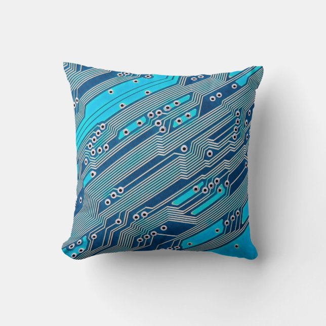 Electronic circuit board close up. circuit,board,b throw pillow (Front)