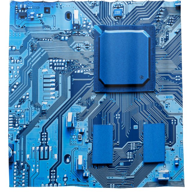 Electronic circuit board close up. circuit,board,s shower curtain (Front)