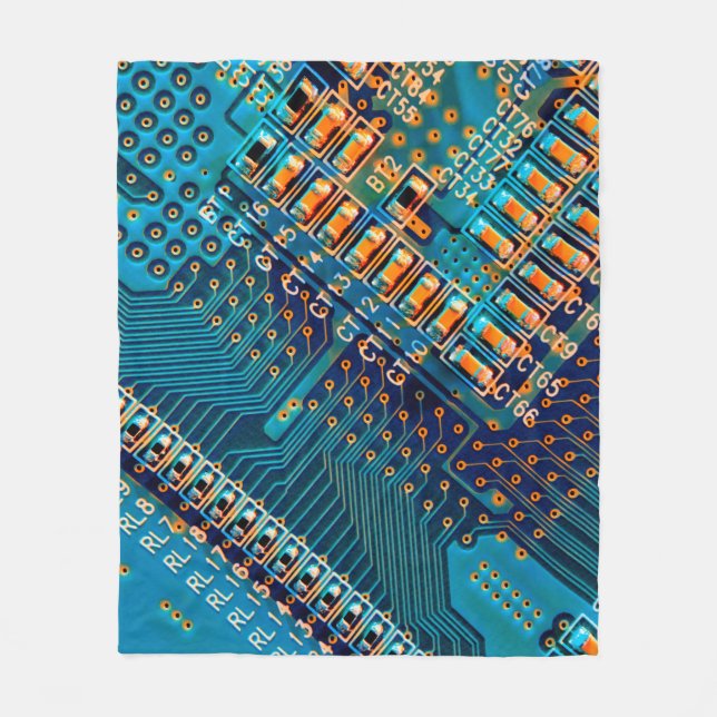 Electronic circuit board close up. computer,semico fleece blanket (Front)