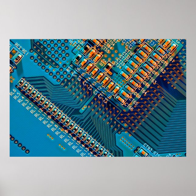 Electronic circuit board close up. computer,semico poster (Front)