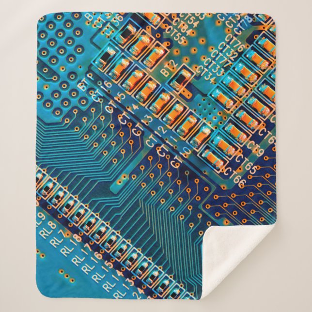 Electronic circuit board close up. computer,semico sherpa blanket (Front)
