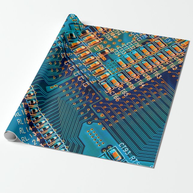 Electronic circuit board close up. computer,semico wrapping paper (Unrolled)