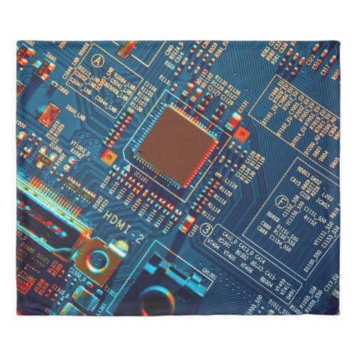 Electronic circuit board close up electronicmicr duvet cover