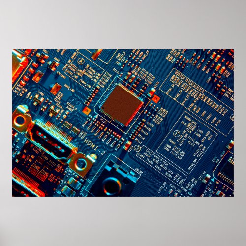 Electronic circuit board close up electronicmicr poster