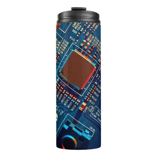 Electronic circuit board close up. electronic,micr thermal tumbler (Front)
