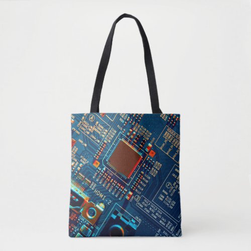 Electronic circuit board close up electronicmicr tote bag
