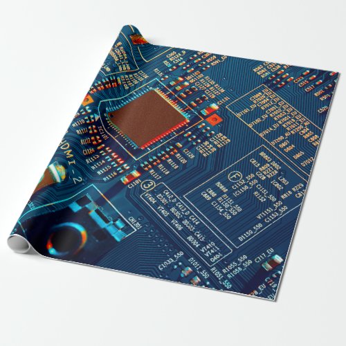 Electronic circuit board close up electronicmicr wrapping paper