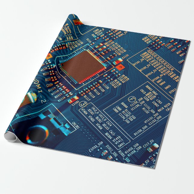 Electronic circuit board close up. electronic,micr wrapping paper (Unrolled)