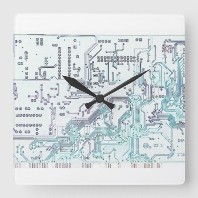 electronic circuit board square wall clock (Front)