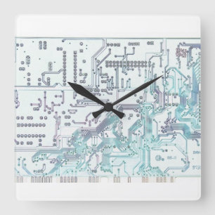 electronic circuit board square wall clock
