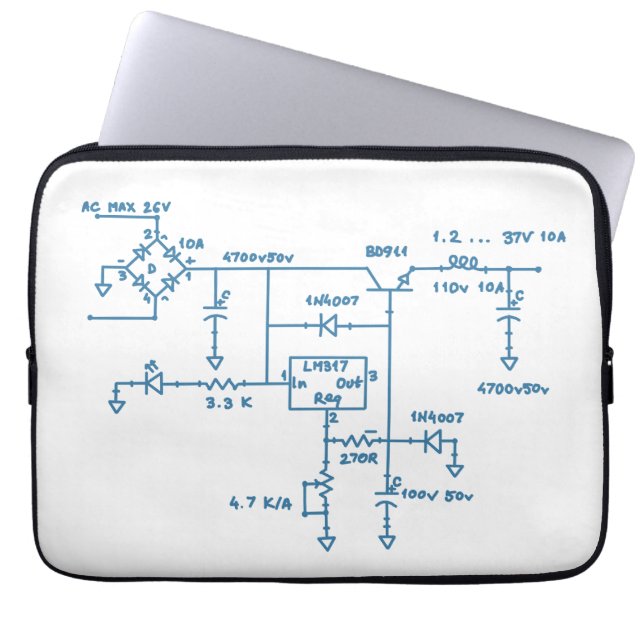 electronic circuit scheme technology blueprint gee laptop sleeve (Front)