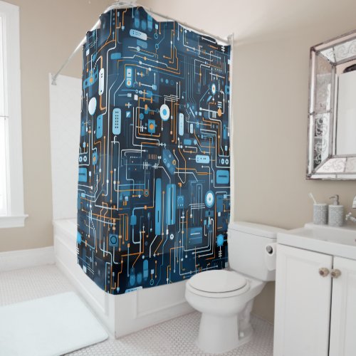 Electronic Circuit Shower Curtain