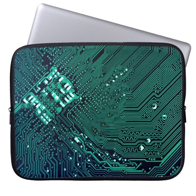 Electronic circuite board background,abstract,blue laptop sleeve (Front)