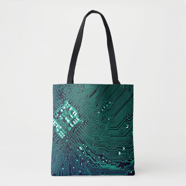 Electronic circuite board background,abstract,blue tote bag (Front)