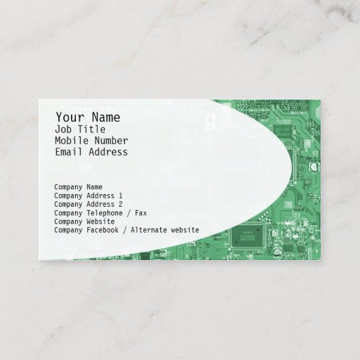 Customizable Electronic Circuits Green Business Card