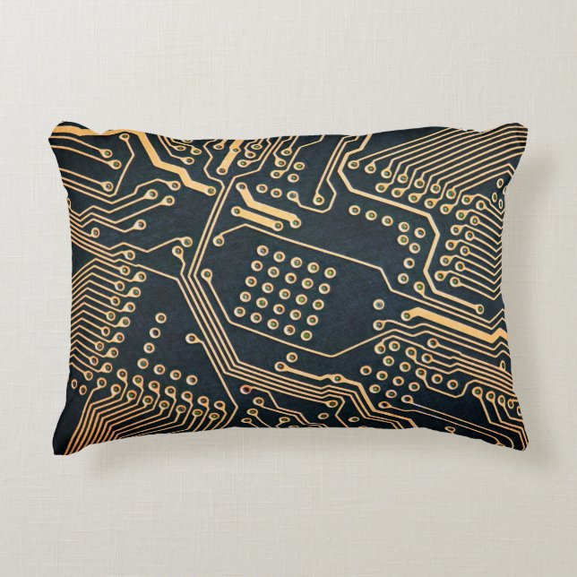Electronic components, computer card close-up, dig accent pillow (Front)