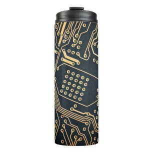 Electronic components, computer card close-up, dig thermal tumbler