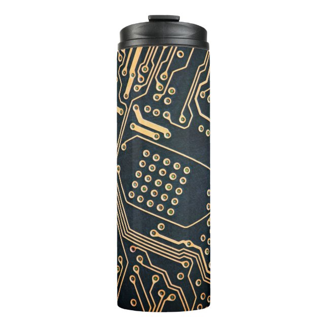Electronic components, computer card close-up, dig thermal tumbler (Front)