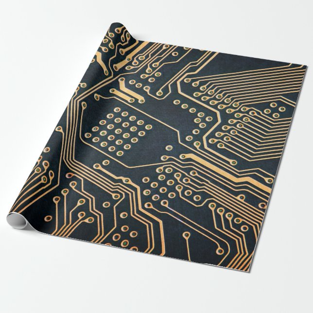 Electronic components, computer card close-up, dig wrapping paper (Unrolled)