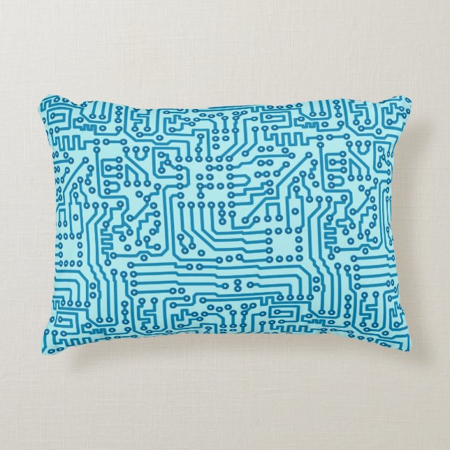 Electronic Digital Circuit Board Accent Pillow (Front)