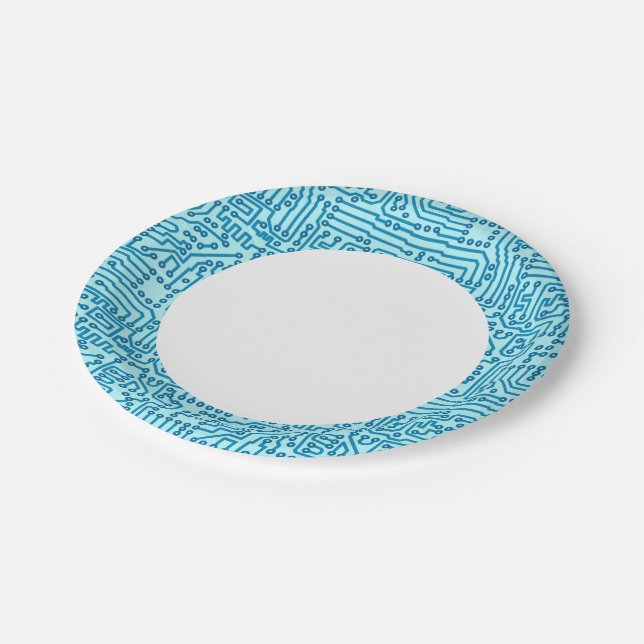 Electronic Digital Circuit Board Paper Plates (Angled)