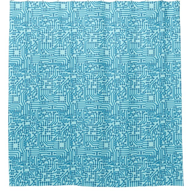 Electronic Digital Circuit Board Shower Curtain (Front)