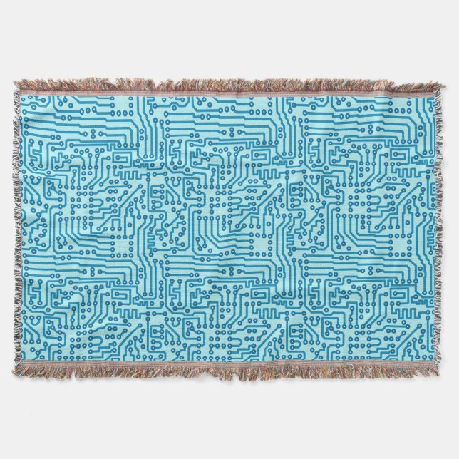 Electronic Digital Circuit Board Throw Blanket (Front)