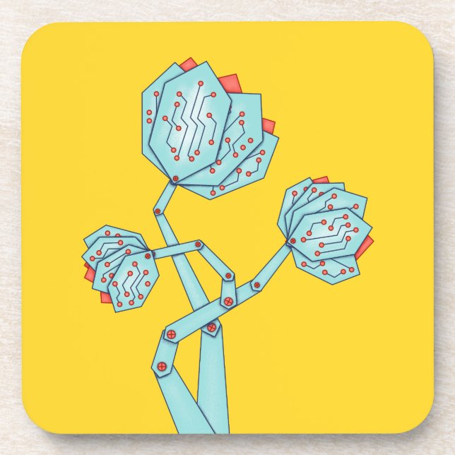 Electronic Flowers Women In STEM Beverage Coaster (Front)