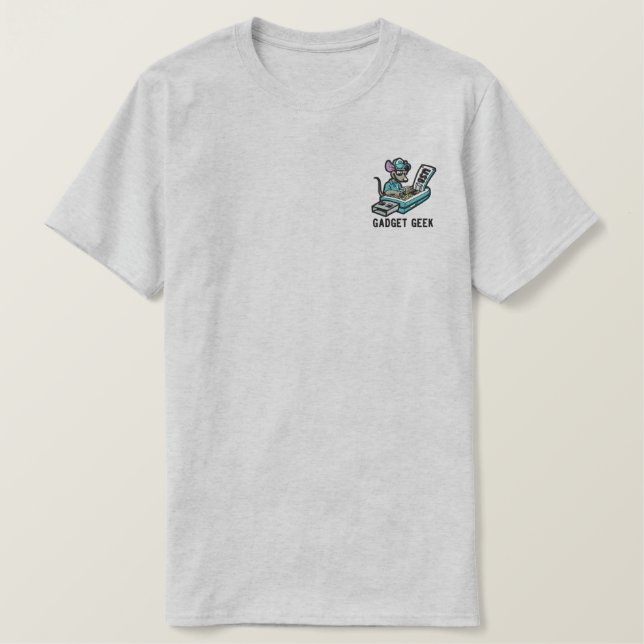 Electronic Funny Humor Gadget Geek Personalized Embroidered T-Shirt (Design Front)