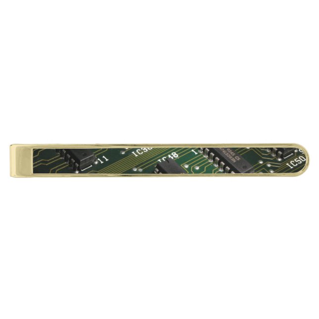 Electronic Geekery Gold Finish Tie Clip (Front)