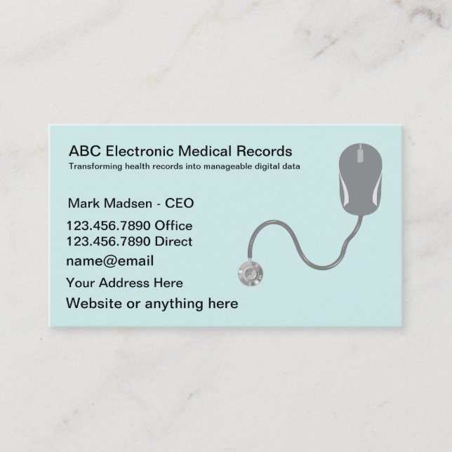 Electronic Medical Records Business Cards (Front)