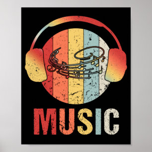 Electronic Music Lover DJ Gift Vintage Headphones Poster