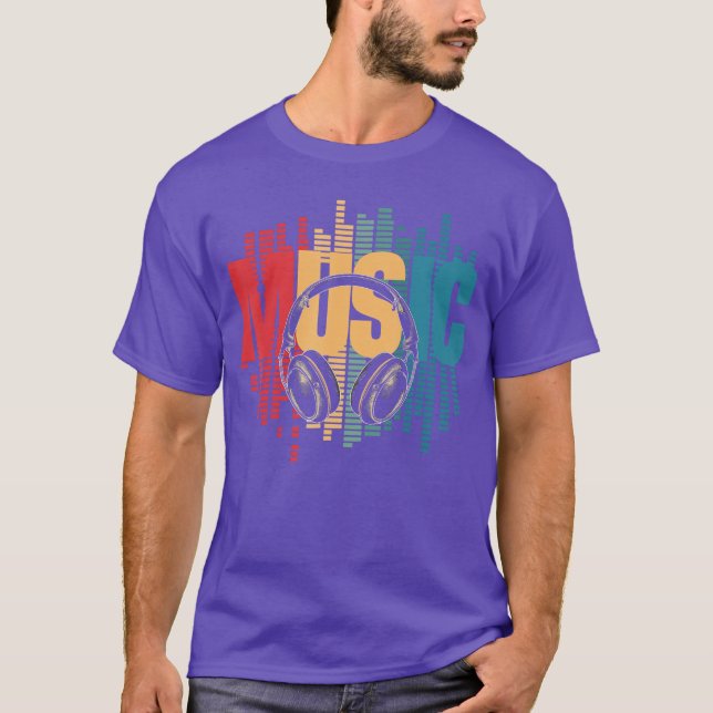 Electronic Music Lover DJ Retro Headphones friends T-Shirt (Front)