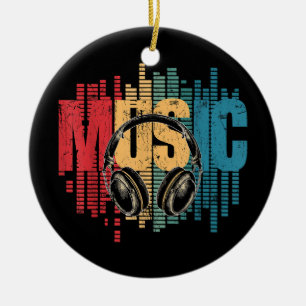 Electronic Music Lover DJ Vintage Headphones Ceramic Ornament