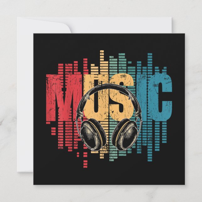 Electronic Music Lover DJ Vintage Headphones Invitation (Front)