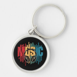 Electronic Music Lover DJ Vintage Headphones Keychain