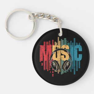 Electronic Music Lover DJ Vintage Headphones Keychain