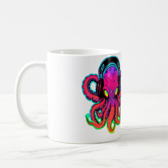 Electronic Music Summer Festival Trippy Octopus Ed Coffee Mug (Left)