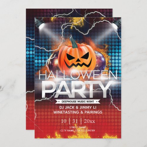  Electronic Neon Effect Halloween Party Invitation