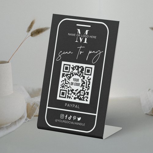 Electronic Payment Scan QR Code Minimal Logo Pedestal Sign