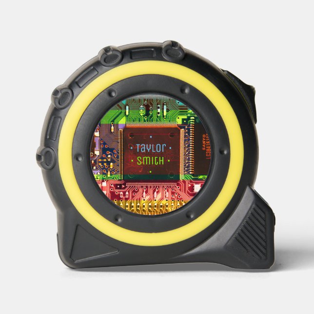    Electronic Printed Circuit Colorful Geek Custom Tape Measure (Front)