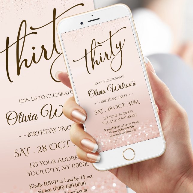 Electronic Rose Gold 30th Birthday Mobile Invite (Electronic Rose Gold 30th Birthday Mobile Invite)