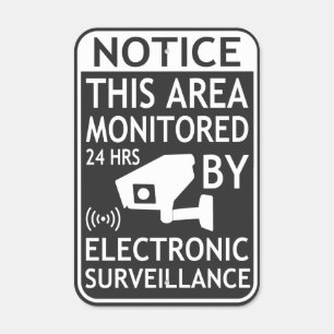 Electronic Surveillance Security Gray White Metal Sign