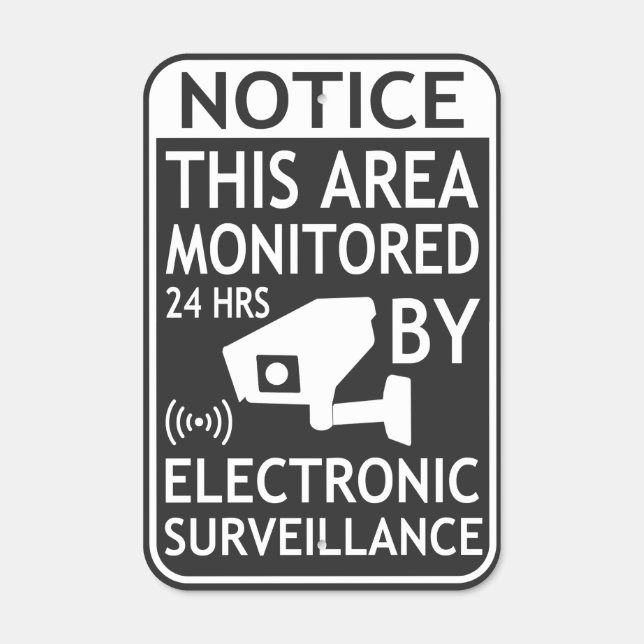 Electronic Surveillance Security Gray White Metal Sign (Front)