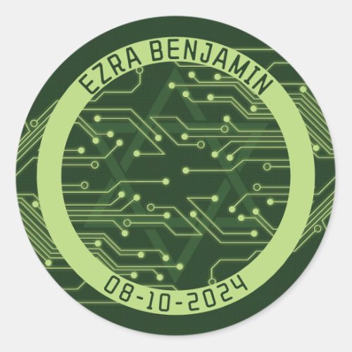 Electronics Computer Circuit Board Bar Mitzvah Classic Round Sticker